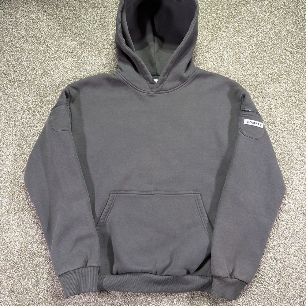 Grey Size Medium Comfrt Hoodie With Arm Zips Essentials Style